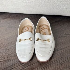 Sam Edelman White Loafers with Gold Accent